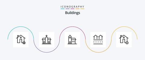 edifici linea 5 icona imballare Compreso dollaro. edifici. storico. residenze. alloggiamento vettore