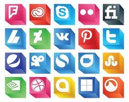 20 sociale media icona imballare Compreso semplice pepsi adsense Tweet Pinterest vettore