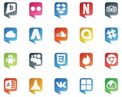 20 sociale media discorso bolla stile logo piace Tinder il mio spazio soundcloud androide allentamento vettore
