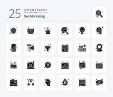 SEO marketing 25 solido glifo icona imballare Compreso sviluppo. idea. addestramento. creativo. discorso vettore