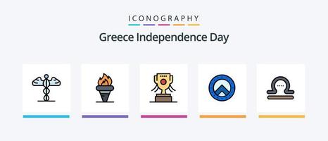 Grecia indipendenza giorno linea pieno 5 icona imballare Compreso emoji. anfora. spada. Pasqua. Natale. creativo icone design vettore