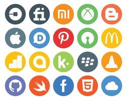 20 sociale media icona imballare Compreso media mora disqu kik Google analitica vettore