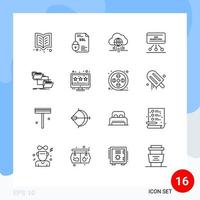 16 creativo icone moderno segni e simboli di incontro presentazione ssl marketing tecnologia modificabile vettore design elementi