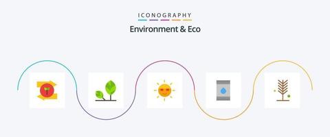 ambiente e eco piatto 5 icona imballare Compreso infiammabile. olio. natura. botte. natura vettore