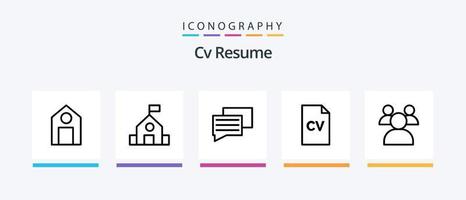 CV curriculum vitae linea 5 icona imballare Compreso . insegnante. insegnanti. studia. scienza. creativo icone design vettore