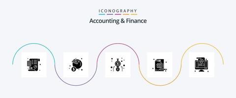 contabilità e finanza glifo 5 icona imballare Compreso account. rapporto. i soldi. metrica. finanza vettore