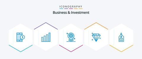 attività commerciale e investimento 25 blu icona imballare Compreso etichetta. etichetta. lampadina. utente. diamante vettore