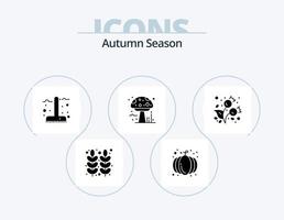 autunno glifo icona imballare 5 icona design. veleno. autunno. zucca. amanita. giardino vettore