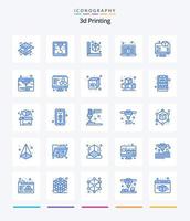 creativo 3d stampa 25 blu icona imballare come come anteprima. Schermo. cubo. 3d. il computer portatile vettore