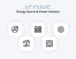 energia fonte e energia industria linea icona imballare 5 icona design. etichetta. energia. globo. solare. fabbrica vettore