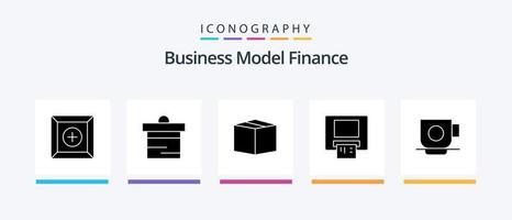 finanza glifo 5 icona imballare Compreso . tazza. carico. caffè. i soldi. creativo icone design vettore