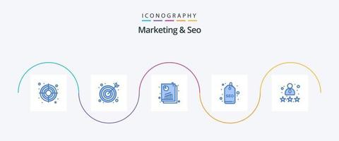 marketing e SEO blu 5 icona imballare Compreso Vota. dipendente. seo. etichetta. SEO vettore