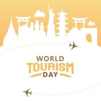 illustrazione disegnata a mano del concetto di giornata mondiale del turismo. illustrazione vettoriale