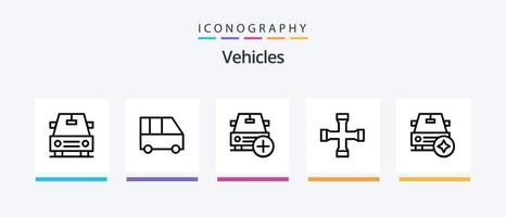 veicoli linea 5 icona imballare Compreso . veicoli. passeggeri furgone. furgone. rurale. creativo icone design vettore