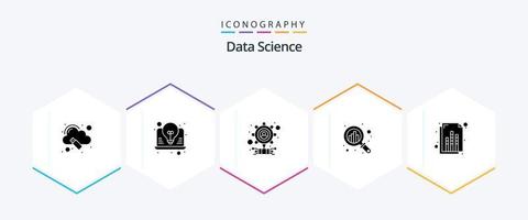 dati scienza 25 glifo icona imballare Compreso documento. ricerca. Ingranaggio. crescita. analisi vettore