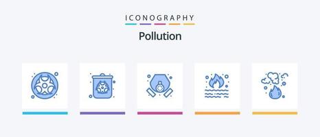 inquinamento blu 5 icona imballare Compreso . inquinamento. gas. spazzatura. bruciare. creativo icone design vettore