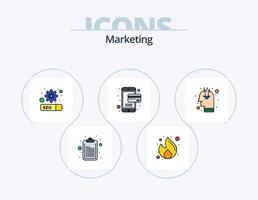 marketing linea pieno icona imballare 5 icona design. discussione. pagina web. dollaro. ragnatela ambientazione. chiave vettore