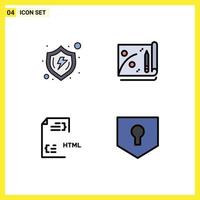 4 creativo icone moderno segni e simboli di proteggere sviluppare scudo file file modificabile vettore design elementi