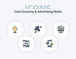 dati economia e pubblicità media linea pieno icona imballare 5 icona design. mobile. megafono. informazione. trasmettitore. Radio vettore