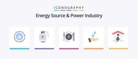 energia fonte e energia industria piatto 5 icona imballare Compreso Casa. potenza. consumo. energia. purificato. creativo icone design vettore