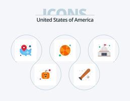 Stati Uniti d'America piatto icona imballare 5 icona design. posto. gli sport. carta geografica. sfera. Posizione perno vettore