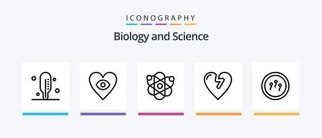 biologia linea 5 icona imballare Compreso occhio. medico. biochimica. assistenza sanitaria. biologia. creativo icone design vettore