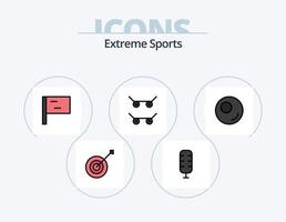 sport linea pieno icona imballare 5 icona design. sport. sfera. calcio. tennis racchetta. tavolo tennis vettore