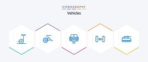 veicoli 25 blu icona imballare Compreso panzer. cannone. Elimina. macchina. ruota allineamento vettore