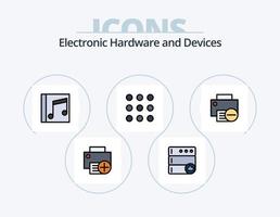 dispositivi linea pieno icona imballare 5 icona design. stampante. gadget. energia. dispositivi. cartello vettore
