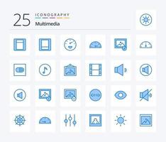 multimedia 25 blu colore icona imballare Compreso Nota. chiave. selezionato. alternare. impostazioni vettore