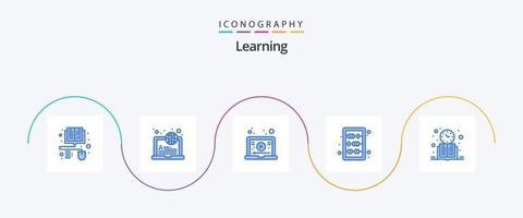 apprendimento blu 5 icona imballare Compreso apprendimento. libro. apprendimento. apprendimento. formazione scolastica vettore