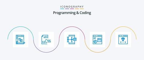 programmazione e codifica blu 5 icona imballare Compreso sviluppare. codifica. sviluppo. diagramma di flusso. sviluppare vettore