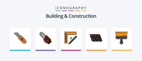 edificio e costruzione linea pieno 5 icona imballare Compreso casa. scatola. costruzione. riparazione. costruzione. creativo icone design vettore