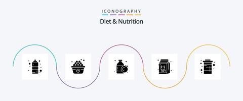 dieta e nutrizione glifo 5 icona imballare Compreso bere. Coca Cola. arancia. latte. fresco vettore