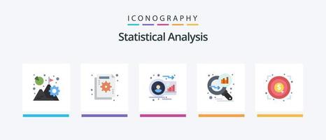 statistico analisi piatto 5 icona imballare Compreso grafico ingrandimento. dati analizzando. fallimento. persona. grafico. creativo icone design vettore