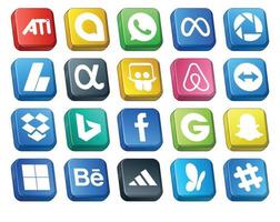 20 sociale media icona imballare Compreso delizioso Groupon App netto Facebook dropbox vettore