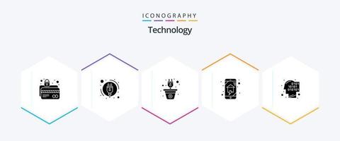 tecnologia 25 glifo icona imballare Compreso inteligente Casa. casa rete. energia. casa automazione. rinnovabile vettore