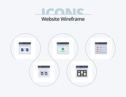 sito web wireframe piatto icona imballare 5 icona design. ragnatela. pagina. pagina. collegamenti. Condividere vettore