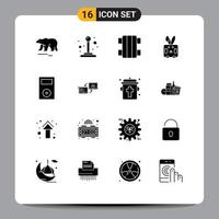 gruppo di 16 solido glifi segni e simboli per iPod dispositivi gioco vacanza Pasqua modificabile vettore design elementi