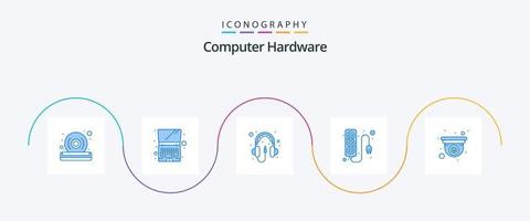 computer hardware blu 5 icona imballare Compreso design. Camera. computer. energia la fornitura. spina vettore