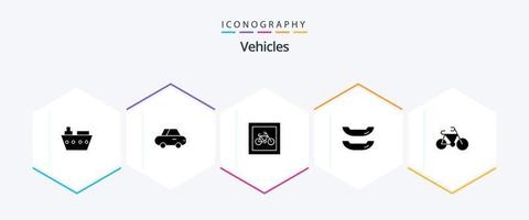 veicoli 25 glifo icona imballare Compreso . trasporto. parcheggio. sport. kayak vettore