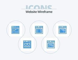 sito web wireframe blu icona imballare 5 icona design. . sito web. . sito web vettore