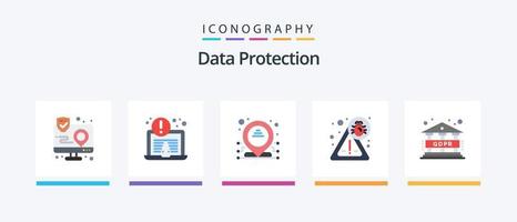 dati protezione piatto 5 icona imballare Compreso . gdpr. indirizzo. dati. sicurezza. creativo icone design vettore