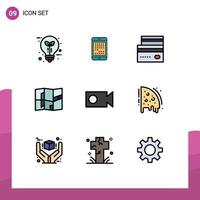 9 creativo icone moderno segni e simboli di carta geografica pagamento digitale i soldi credito modificabile vettore design elementi