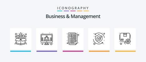 attività commerciale e gestione linea 5 icona imballare Compreso su. pacchetto. marketing. fascio. impostazioni. creativo icone design vettore