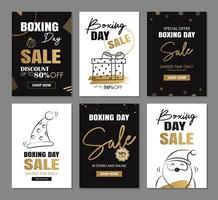 boxing day sale banner design con modelli di decorazione di lusso in oro vettore