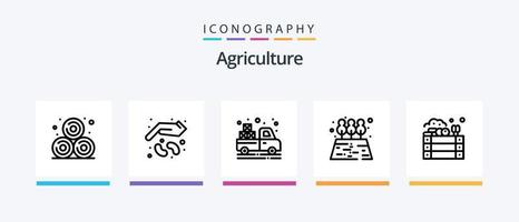 agricoltura linea 5 icona imballare Compreso mele. natura. ape. foglia. eco. creativo icone design vettore