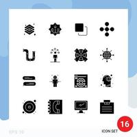 16 tematico vettore solido glifi e modificabile simboli di Condividere collegamento Dio centrale quadruplicare modificabile vettore design elementi