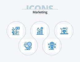 marketing blu icona imballare 5 icona design. diamante. marketing. immaginazione. finanza. megafono vettore