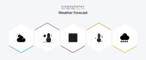 tempo metereologico 25 glifo icona imballare Compreso . tempo atmosferico. freddo. notte. nube vettore